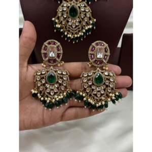 Indian Ethnic Devanshi Victorian Semi <b>Bridal</b> Gold Plated Choker <b>Necklace</b> & <b>Earring</b> <b>Set</b> - Product Image 5