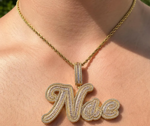Collar con Colgante de Moissanita Personalizado, Cadena de Eslabones Ovalados, Amuleto con Letra, Joyería para Hombres y Mujeres - Product Image 5