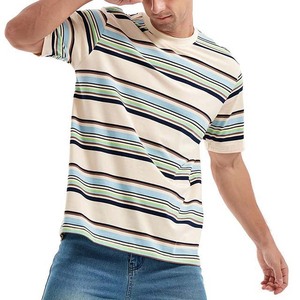 Camisetas de Hombre con Diseño a Rayas, Hechas a Medida en Pakistán, Camisetas de Manga Corta de Algodón Transpirable con Cuello Redondo para Hombre - Product Image 5