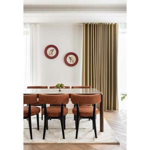 Modern Curved Teak Wood Fabric Dining <b>Chair</b> Comfortable Upholstered Accent Side <b>Chair</b> for Luxury Hotel <b>Restaurant</b> - Product Image 5