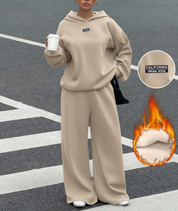 <span class=keywords><strong>Conjunto</strong></span> de 2 Piezas de Sudadera Holgada Informal con Forro Térmico y Pantalones Deportivos para <span class=keywords><strong>Mujer</strong></span>, Nuevo para Invierno - Product Image 1