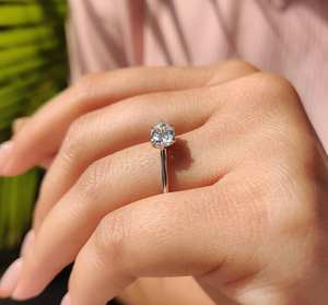 Anillo de Compromiso Clásico con Moissanita en Forma de Pera de 1 Quilate, Chapado en Oro Blanco Sólido de 18k, Sin Níquel, Joyas Avira, Anillo al por Mayor - Product Image 3