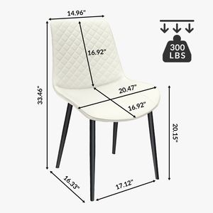 Set di Sedie da Pranzo in Pelle PU Bianca con Gambe in Metallo, Imbottite Senza Braccioli per Cucina, Ristorante e Soggiorno - Product Image 5