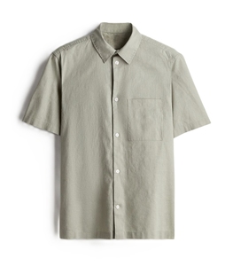 Chemise décontractée pour homme à manches courtes en lin et coton personnalisable, de haute qualité, couleur unie, col rabattu, respirante, idéale pour l'été - Product Image 6