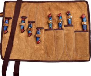 Ensemble de couteaux de chef en acier Damas avec manche en bois Pakka, huit pièces, forgés sur mesure, faits à la main, OEM, couteaux de cuisine professionnels avec sac - Product Image 3