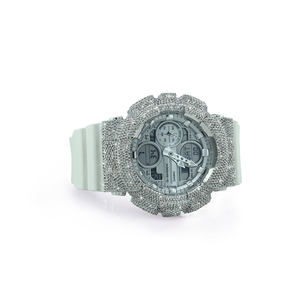 Reloj Unisex de Diseño Artístico Atemporal de Primera Calidad, con Caja Redonda, Diamantes y Correa de Goma con Incrustaciones de Diamantes - Product Image 1