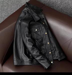 Veste de camionneur en cuir véritable noir pour homme, style vintage Cafe Racer - Product Image 3