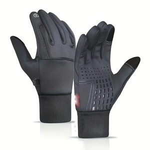 Guantes Deportivos para Ciclismo, Negros, de PU, hasta la Muñeca, Transpirables, de Poliéster, con Pantalla Táctil - Product Image 1