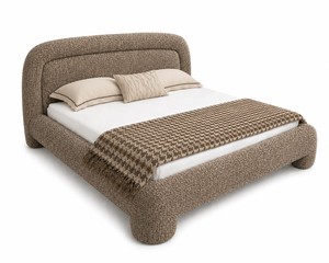 Lit plateforme italien rembourré de luxe moderne |   Cadre de lit en tissu design taille king size |   Meubles de chambre contemporains - Product Image 2
