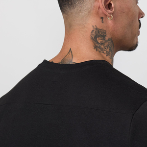 T-shirt en polyester/coton tricoté sur mesure, coupe classique, respirant, anti-boulochage, séchage rapide, manches longues, pour homme, élégant - Product Image 4