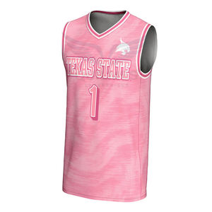 Camiseta de Baloncesto Rosa Personalizada de los Texas State Bobcats, Uniforme Deportivo Sublimado sin Mangas, Transpirable, de Poliéster, para Entrenamiento y Uso en Equipo - Product Image 5