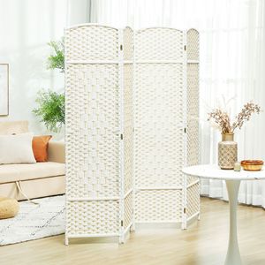 Divisorio Tradizionale in Bambù a 4 Pannelli, Alto 6 Piedi, Autoportante, in Legno Bianco per Privacy in Casa e Ufficio - Product Image 2