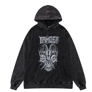 High Quality Acid Washed Hoodie High Street Series Washing Old Sweater Oversize Stone Washed Vintage Hoodie - Product Image 1