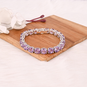 Luxury Purple Amethyst Tennis Bracelet Handmade 925 <b>Silver</b> Unisex Jewelry <b>for</b> Wedding Party & Gift - Product Image 1