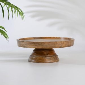 Support à gâteau rond en bois massif écologique, plateau de service fait main pour mariage, pâtisserie, fête, présentation - Product Image 1