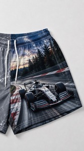 Men's Printed Canvas <b>Board</b> Shorts Front Sublimation <b>Transfer</b> Quick Dry Anti-Wrinkle Breathable Drawstring Casual 100% Polyester - Product Image 3