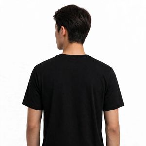 NEXTEX T-shirt unisexe en jersey de coton doux noir à col rond avec motif Roi d'échecs doré - Product Image 4