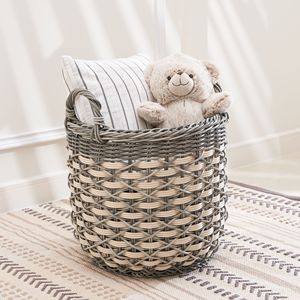 Zita 18 \ "X 18 \" X 19.6 \ "cesto multiuso in vimini tessuto resina bianco-grigio decorazione per la casa per asciugamano giocattoli manici - Product Image 2