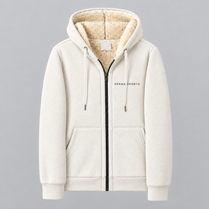 SFANA SPORTS Men's <b>Navy</b> Hooded Zip-Up Fleece <b>Sweatshirt</b> Solid Color Casual Winter Hoodie Regular Fit - Product Image 3