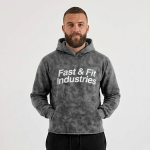 Vente en gros de sweats à capuche pour hommes, épais, personnalisés, surdimensionnés, délavés à l'acide, effet usé et déchiré, pour l'hiver - Product Image 1