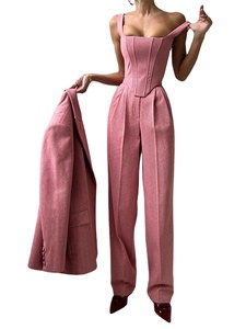 Elegant Solid Blazer Coats <b>Pants</b> 3 Pieces Sets <b>Women</b> Long Sleeve Belt Coat Fishbone Top High Waist Wide Trousers Lady Suits - Product Image 2