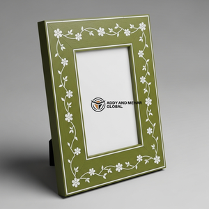 Handcrafted Green Bone Inlay Photo <b>Frame</b> with Floral Vine Design Luxury Decorative <b>Picture</b> <b>Frame</b> for Home & Office Decor - Product Image 1