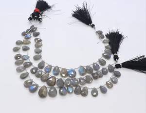 Perles de labradorite naturelle facettées en forme de poire, perles de labradorite bleue à reflets, brin de perles de labradorite, perles de labradorite en vrac pour la fabrication de bijoux - Product Image 1