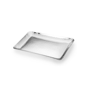 Plateau décoratif octogonal en acier inoxydable martelé artisanal, plateau de service de luxe en argent avec poignées pour la restauration hôtelière - Product Image 3