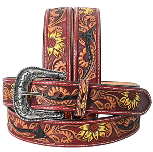 Cinturón de Cuero Premium Estilo Vaquero Occidental, Tallado a Mano, Longitud Personalizada, Unisex, Cinturón de Moda al por Mayor - Product Image 4