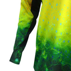 Camisa de Pesca con Capucha de Manga Larga para Hombre, Estampado de Secado Rápido UPF 50, Top Deportivo para Exteriores, Patrón Verde y Amarillo - Product Image 4