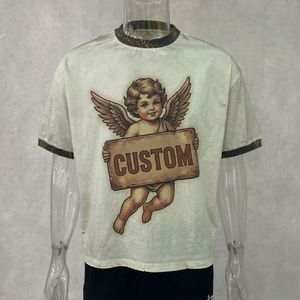 Camiseta Personalizada 100% Algodón con Estampado DTG, Corte Holgado y Extra Grande, Estilo Vintage Desgastado con Acabado Ácido y Bajo sin Rematar para Hombre - Product Image 3