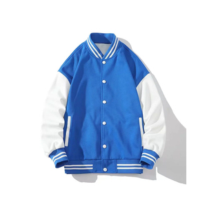 Wholesale Customized High Quality OEM ODM Service Leather Sleeve Cropped <b>Jacket</b> Chain Embroidery Vintage Varsity <b>Jacket</b> for Men - Product Image 4