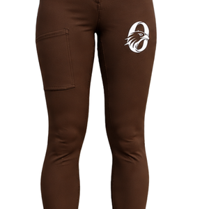 Women Chocolate <b>Brown</b> High Waist Horse Riding <b>Leggings</b> Stretch Equestrian Breeches Textured Riding Pants with Front Pocket - Product Image 3