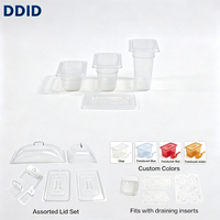 Conteneur alimentaire en plastique 1/9 GN pour hôtel, restaurant, cuisine commerciale, avec couvercles, boîtes en plastique Gastronorm