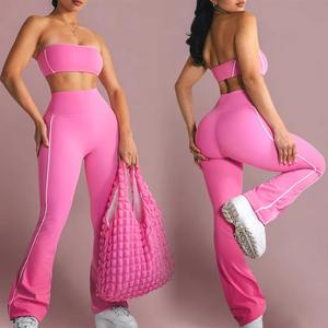 Conjuntos de Yoga para Mujer, Conjuntos Deportivos de 2 Piezas, Conjuntos de Yoga sin Costuras con Efecto Deslavado, Pantalones Cortos y Top Corto, Conjunto de Ropa Deportiva para Gimnasio - Product Image 2
