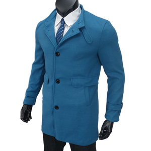 Chaqueta de Invierno para Hombre, Estilo Británico, Cierre de Un Botón, Forro Cálido, Tallas Grandes Europeas M-3XL en Azul - Product Image 1