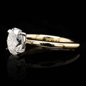 Bague Solitaire en Or Massif 14K avec Diamant de Laboratoire Taille Ovale Style Punk, Halo Caché, Tige Simple, Vente en Gros de Bijoux Fins, Direct Usine - Product Image 4