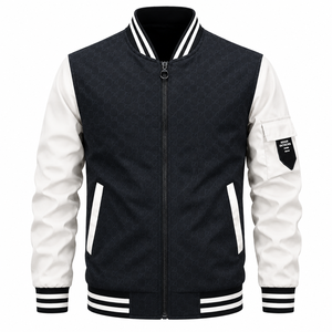 Wholesale Plus Size Eco-Friendly Canvas Windproof Coat <b>Men</b> Casual Outdoor Oversize Zippered Streetwear <b>Baseball</b> Stand Autumn - Product Image 1