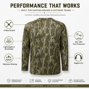 Chemise de chasse d'été unisexe à manches longues, imprimée de motifs floraux, respirante, en polyester/spandex - Product Image 2
