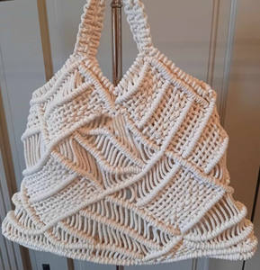 Nueva llegada verano playa bolsos de paja bohemio Crochet Tote hecho a mano mujeres bolso de hombro mar hierba bolso cuadrado - Product Image 4