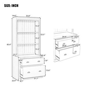 Illuminazione a LED libreria moderna 2 cassetti 3 scaffali aperti 83.4 \ "alta libreria per casa ufficio soggiorno bianco scaffale - Product Image 3