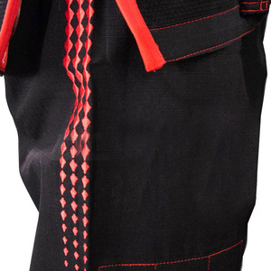 Ensemble de kimono de karaté noir avec accents rouges, unisexe, adulte, léger, en polyester/coton, avec extensibilité et séchage rapide pour l'entraînement - Product Image 6