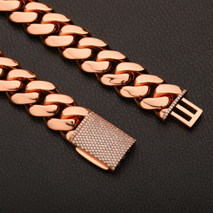 12mm Mens 925 Silver Rose Gold Cuban Link Chain High Polish Luxury <b>Statement</b> <b>Necklace</b> Heavy Curb Chain Hip Hop Jewelry for Men - Product Image 3