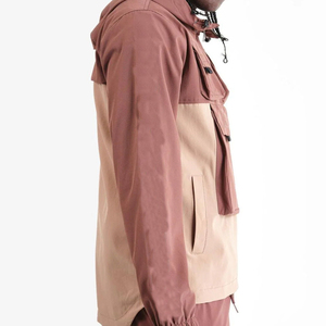 Veste safari à capuche pour homme, fermeture éclair quart de tour, color block, polyester, coupe-vent, style workwear, veste d'automne - Product Image 3