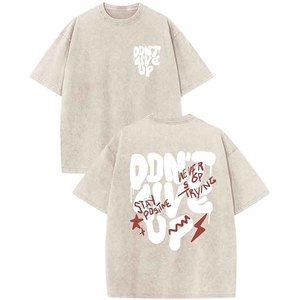 Men's Oversized Cotton T-Shirt Short Sleeve Casual Letter Print O-Neck Breathable Jersey Tee with Front <b>Logo</b> Design - Product Image 1