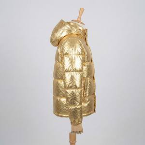 Blouson matelassé brillant pour homme, col montant, fermeture éclair dorée métallisée, chaud, à capuche, pour l'extérieur, collection automne - Product Image 3