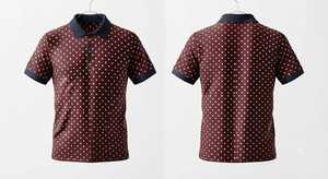 เสื้อโปโลชายสีน้ำตาลลายจุด แขนสั้น ผ้าอ๊อกซ์ฟอร์ด ดีไซน์ลำลอง ติดกระดุมด้านหน้า ทรงปกติ ลายทอ - Product Image 2