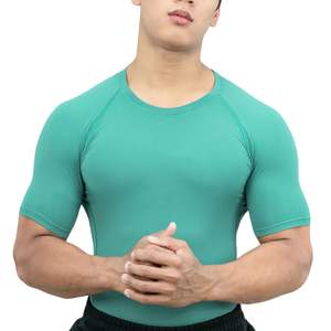 Camiseta Deportiva de Compresión para Hombre, Personalizada, al por Mayor, de Algodón Sólido, Manga Corta, Secado Rápido, Transpirable, para Correr, Entrenamiento Físico - Product Image 2