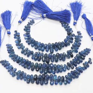 AAA Natural <b>Blue</b> Kyanite Faceted Teardrop Shape <b>Beads</b> Necklace 4x6-5x11MM Kyanite Gemstone <b>Beads</b> 7 Inch Drop Shape Kyanite <b>Beads</b> - Product Image 1