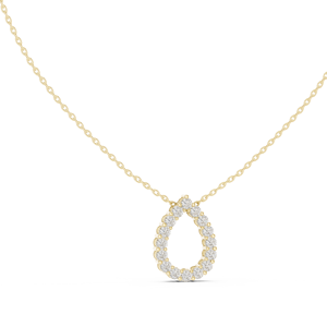 Collar con Colgante de Halo de Pera en Oro Amarillo, Diamante Cultivado en Laboratorio, Joyería con Dije de Círculo Abierto para Mujer - Product Image 4